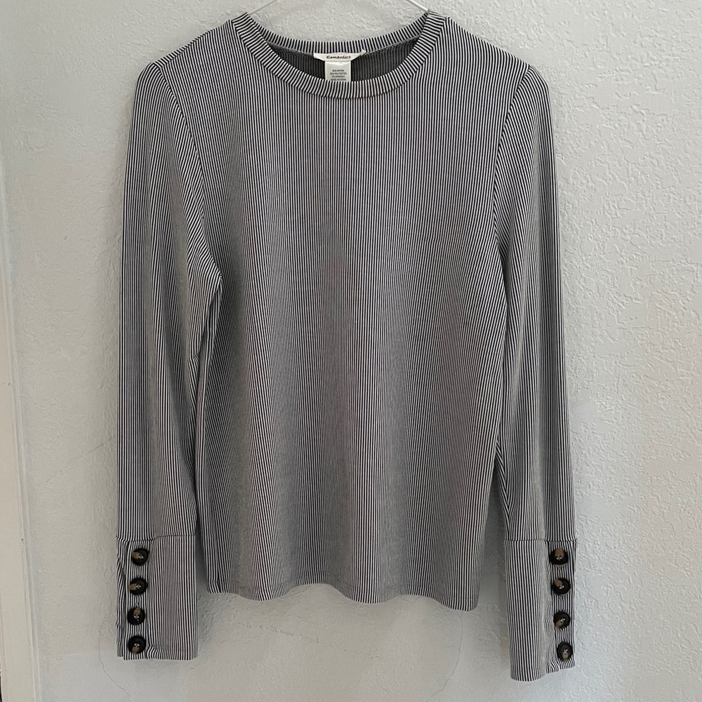 Urban Romantics Striped, Button Long Sleeve Top